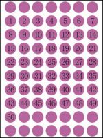 自粘性標(biāo)簽 不干膠標(biāo)簽紙 永實(shí)YS050標(biāo)貼紙 1-50數(shù)字標(biāo)簽直徑10mm