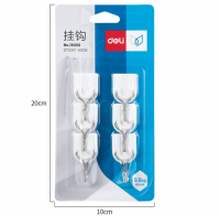 得力(deli)強(qiáng)力粘膠掛鉤 掛衣鉤 廚房浴室墻壁免釘門后掛衣鉤 19350 6只/卡（承重0.5kg）