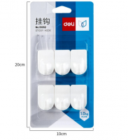 得力(deli)強(qiáng)力粘膠掛鉤 掛衣鉤 廚房浴室墻壁免釘門后掛衣鉤 19352 6只/卡（承重1kg）