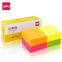 得力（deli）12本1200張熒光彩色便利貼 76*76mm便條紙N次貼記事貼辦公用品 百事貼  9085