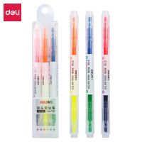 得力S736雙頭雙色熒光筆(混)(3支/盒)